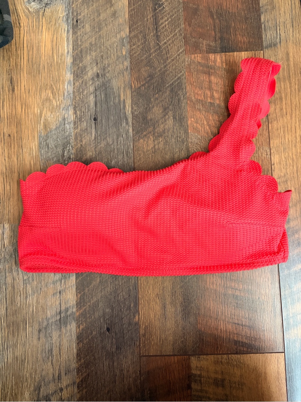 Aerie Red One-Shoulder Scallop swimsuit Top